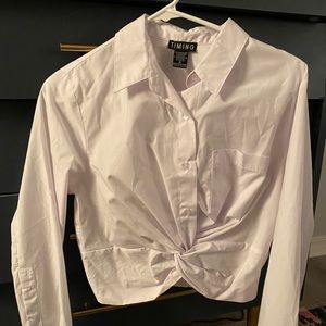 White button down cropped shirt